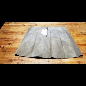 Brown Suede Mini Skirt, Zipper front, pockets